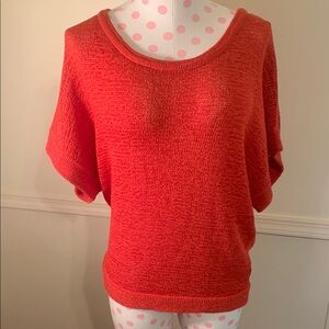 WD-NY Women's Red Sweater Size XL NEW Short sleeve Light weight All seasons Cute
